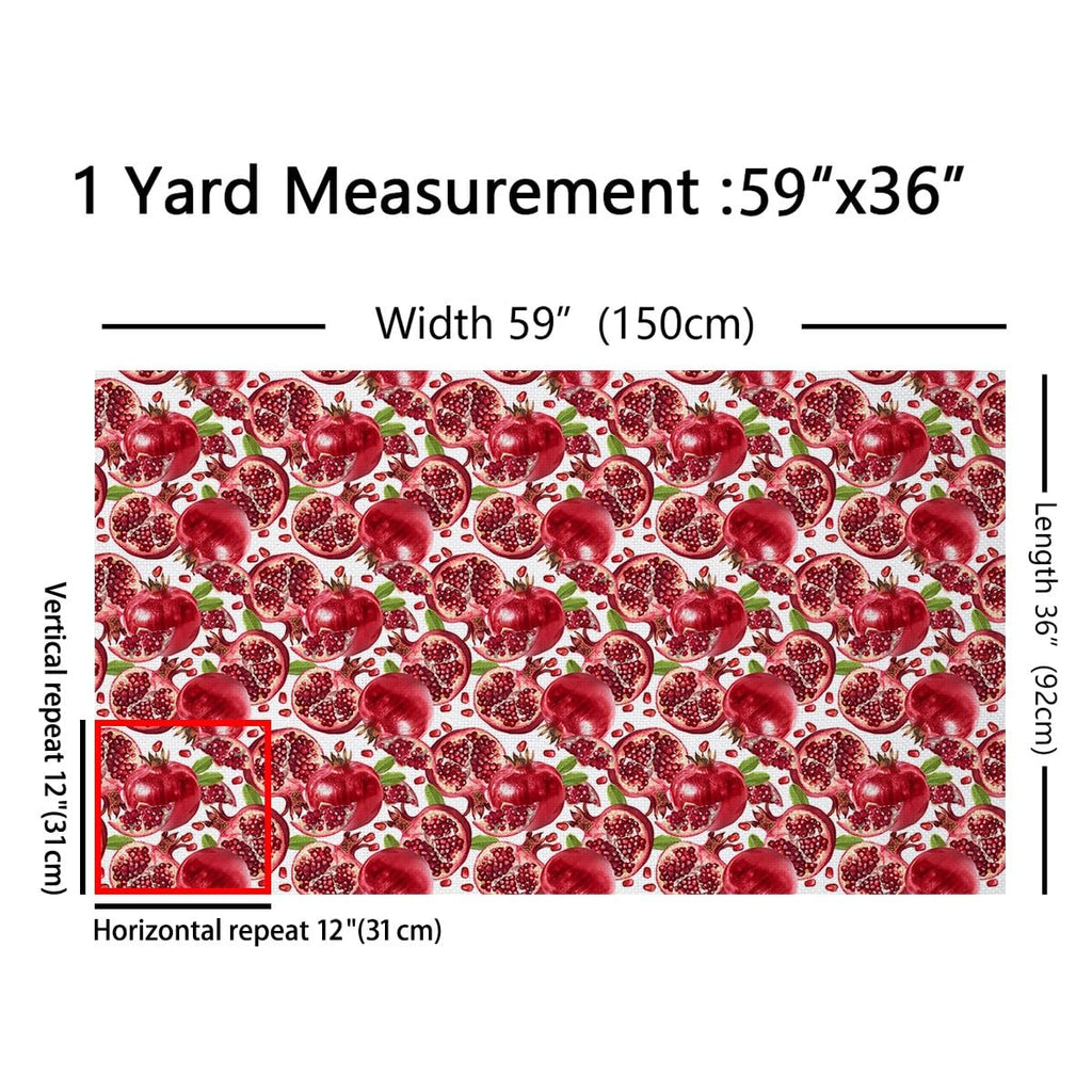 Red Pomegranate Fabric by The Yard Watercolor 3D Abstract Delicious Fruit No Stretch Sewing Fabric Outdoor Nature