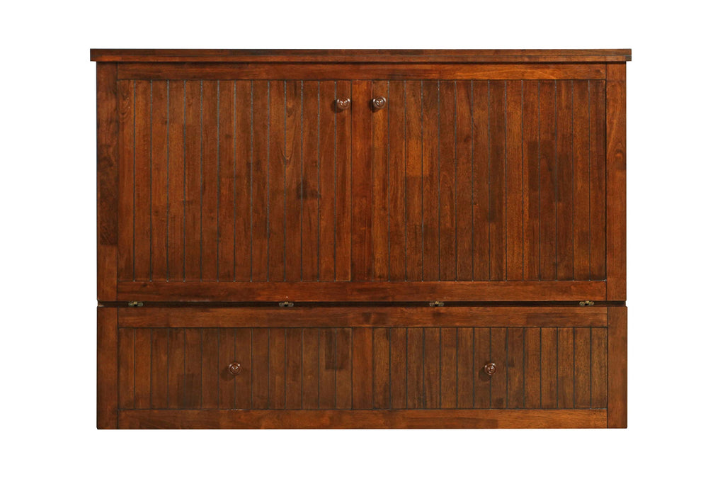 Murphybedz Tuscany Murphy Cabinet Chest Bed with Charging Station 6 Inch (Tobacco, Queen)
