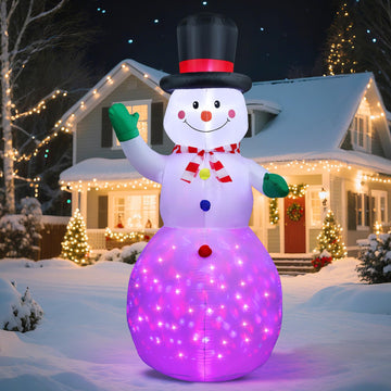 Christmas Inflatable Outdoor Decorations, with Rotating Colored Light+LED Lights, Large Blow Up Yard Decor, Christmas