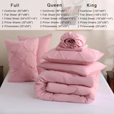 7 Pieces Pink Queen Comforter Set, Pintuck Pinch Pleat Bed in a Bag