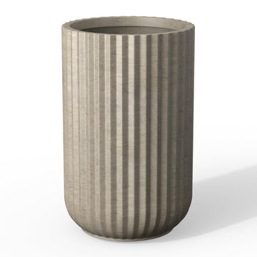 Accent Round Column Weathered Concrete Planter 17.7" Tall, Outdoor