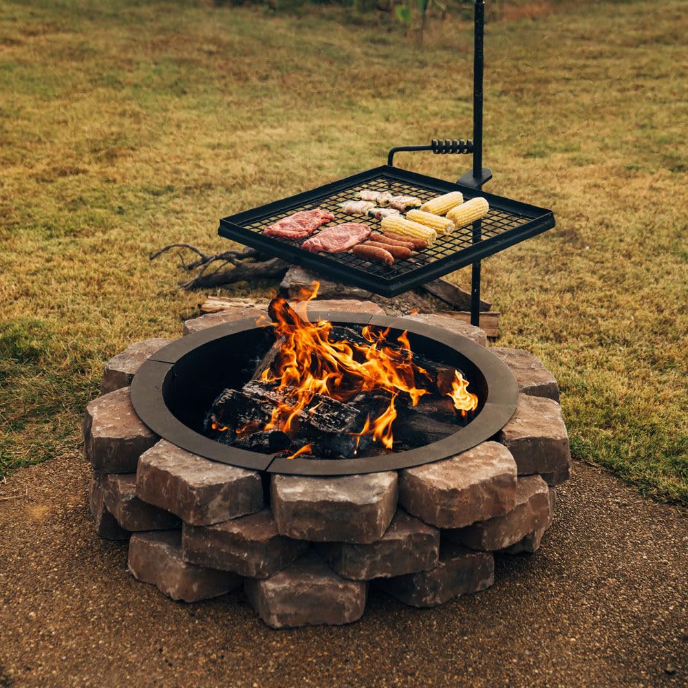 Ash & Ember 40" Wagon Wheel Fire Pit Grate, High Efficiency & Smoke-Reducing Firewood Grate, Heavy Duty Woodburning