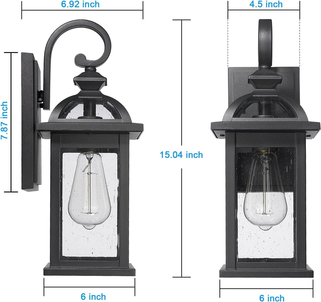 Outdoor Lights Fixtures Wall Mount, Outdoor Wall Sconce with Seeded Glass Waterproof Outside Exterior Lighting Fixture