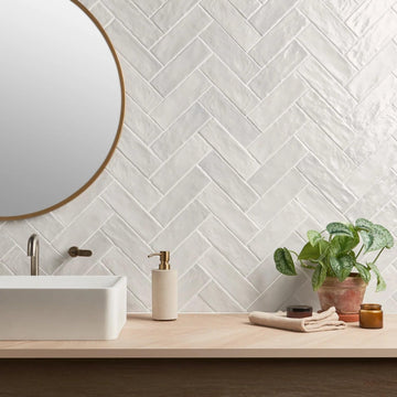 Mallorca Zellige | 2.5"x8" Zellige Ceramic Tile (5.38 Sq. Ft. / Carton) (White, Carton)