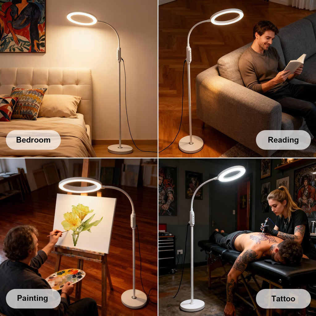 Supe Bright 24W Dimmable LED Floor Lamp with Remote Touch Control Adjustable Gooseneck Standing Light for Reading