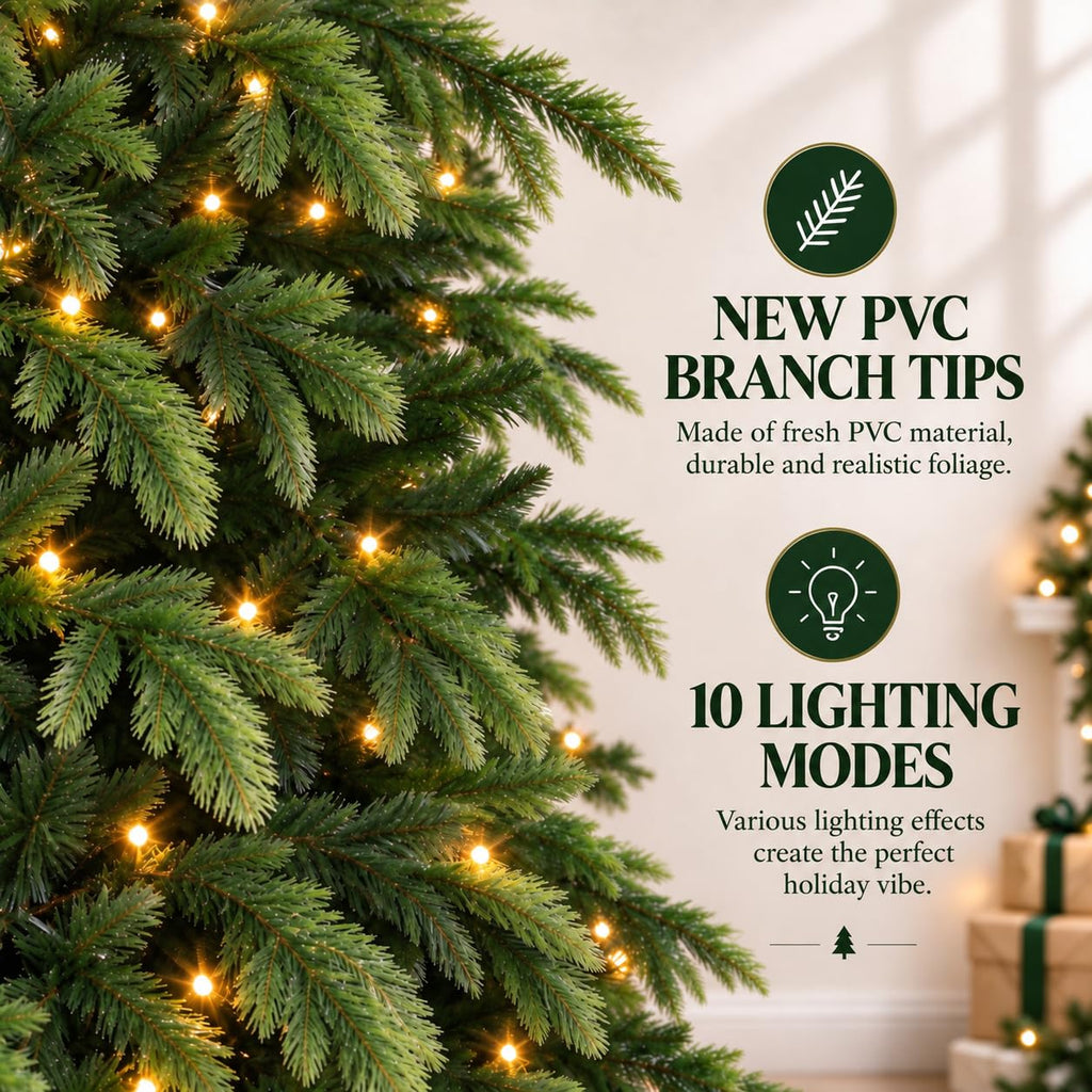10FT Artificial Prelit Christmas Tree with Remote Control