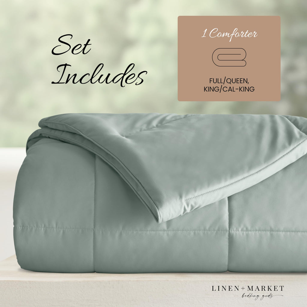 Queen Comforter (1 Piece - Eucalyptus) - Bring Luxury Home with Our Soft and Lightweight Down Alternative Comforters