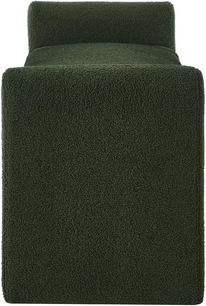 Modern Upholstered Bed Bench Covered with Soft Boucle Teddy Fabric, Lovely Entryway Bench Ottoman with