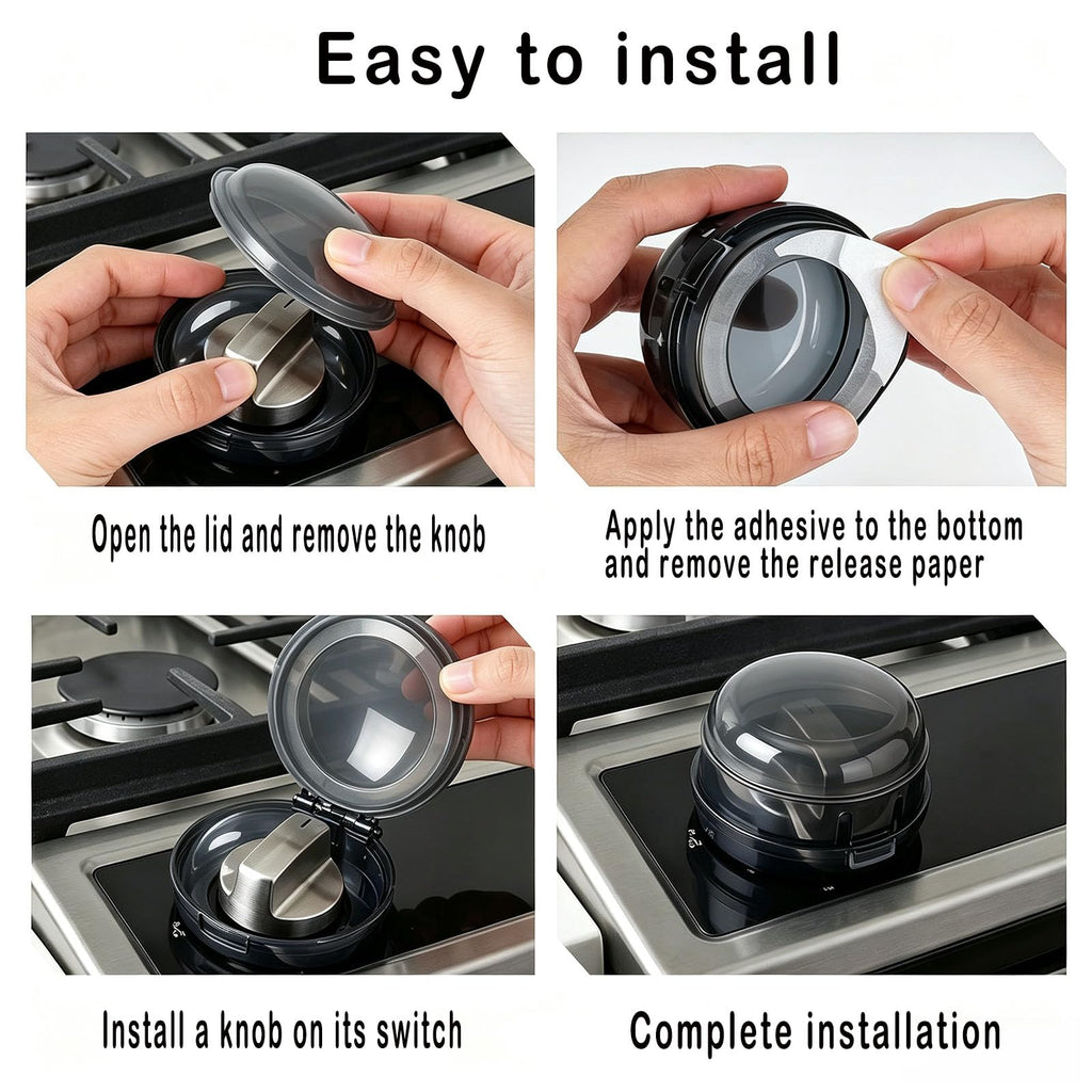 Stove Knob Safety Covers - 6 Pack Heat Resistant Gas Stove Knob Locks Childproof Oven Covers Applicable Pet and Child