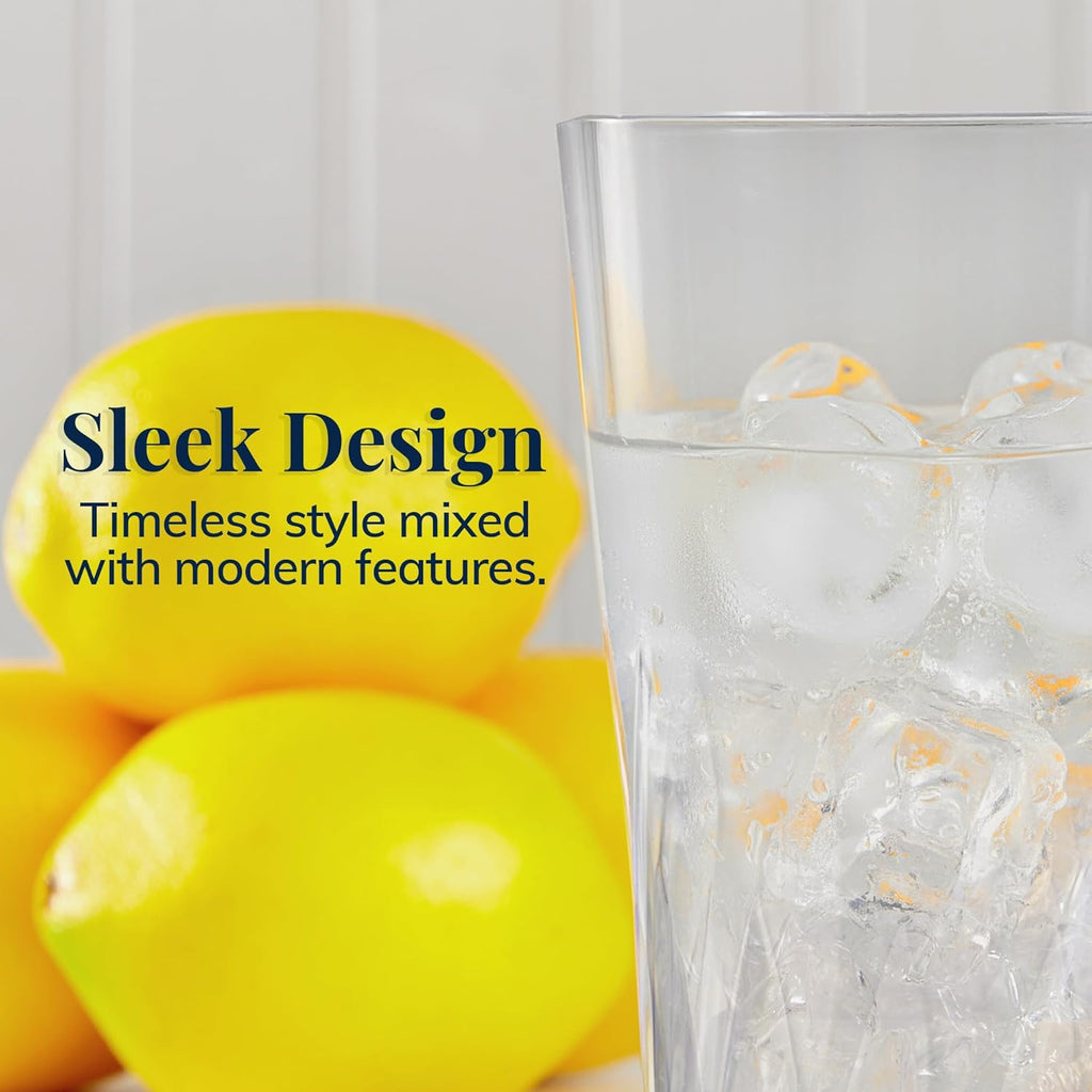 Palmetto [Set of 16] 20 ounce Plastic Stackable Water Tumblers in Clear, Lightweight Value Set of Drinking Cups