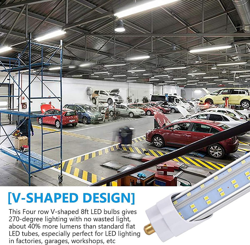 T8 T10 T12 8FT LED Light Bulbs, Single Pin Fa8 Base, 8 Foot LED Fluorescent Tube Replacement, 150W 19000LM, 6000K
