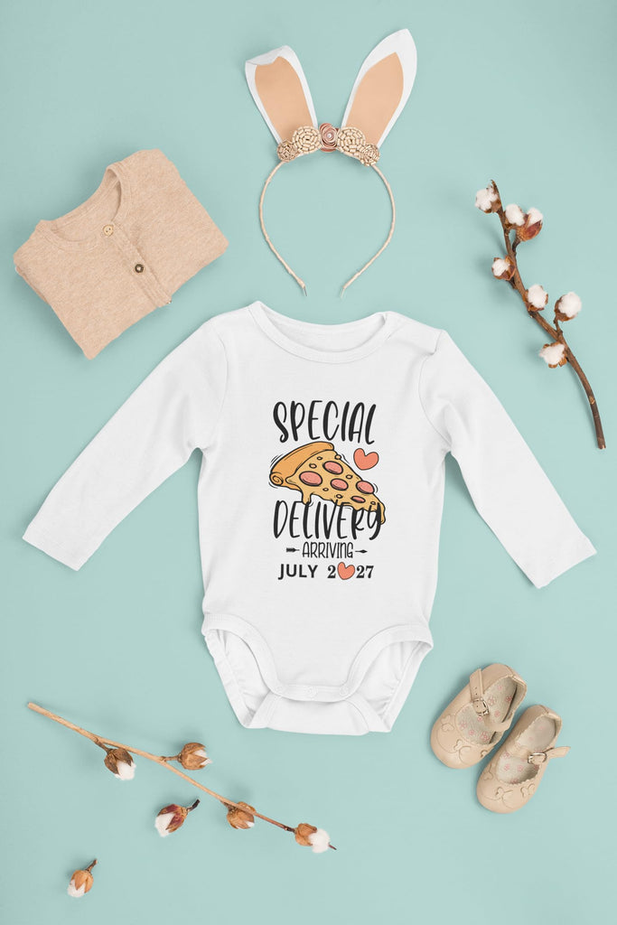 Special Delivery Pizza Baby Bodysuit, Baby Announcement Kids Tee