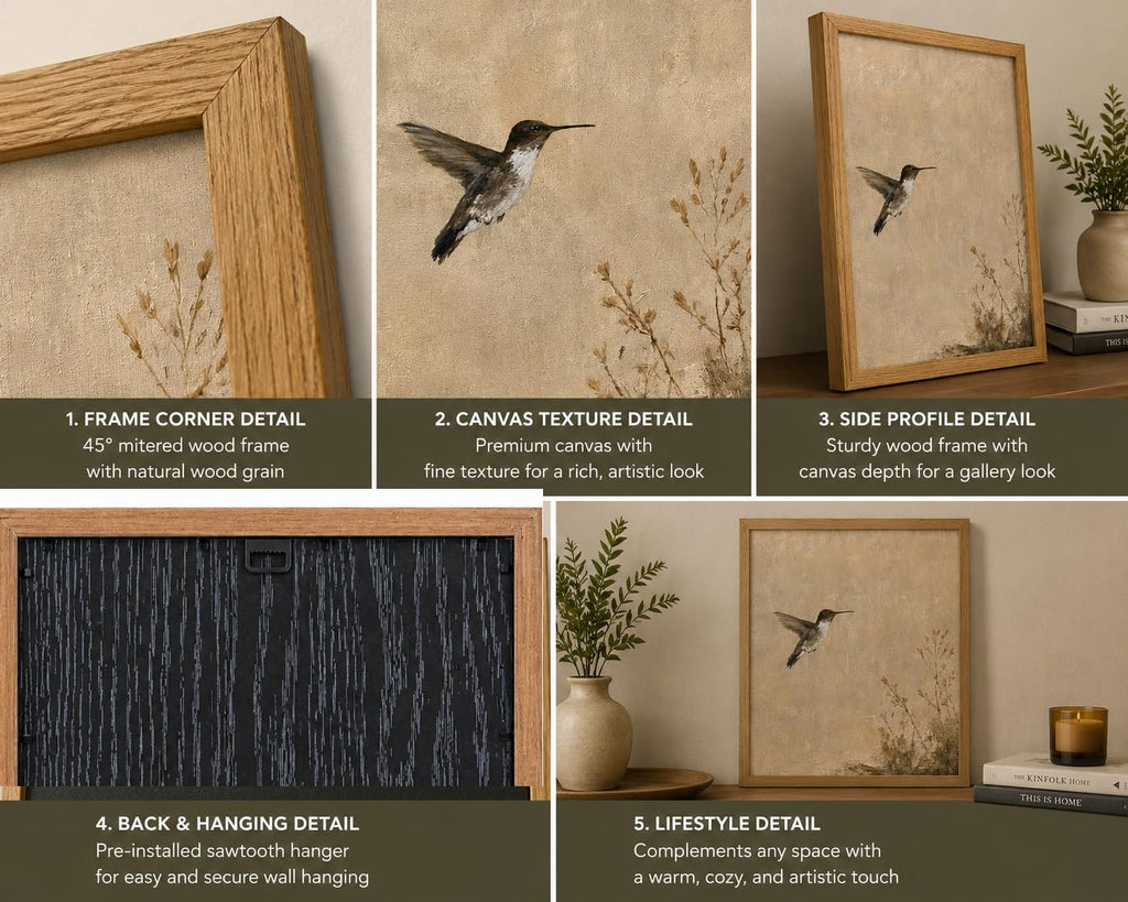 Hummingbird Wall Art Botanical Framed Prints Vintage Bird Pictures