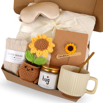 Sending Sunshine Sunflower, Thinking of You Care Package Unique Birthday Gift Baskets for Women Best Friend Mom