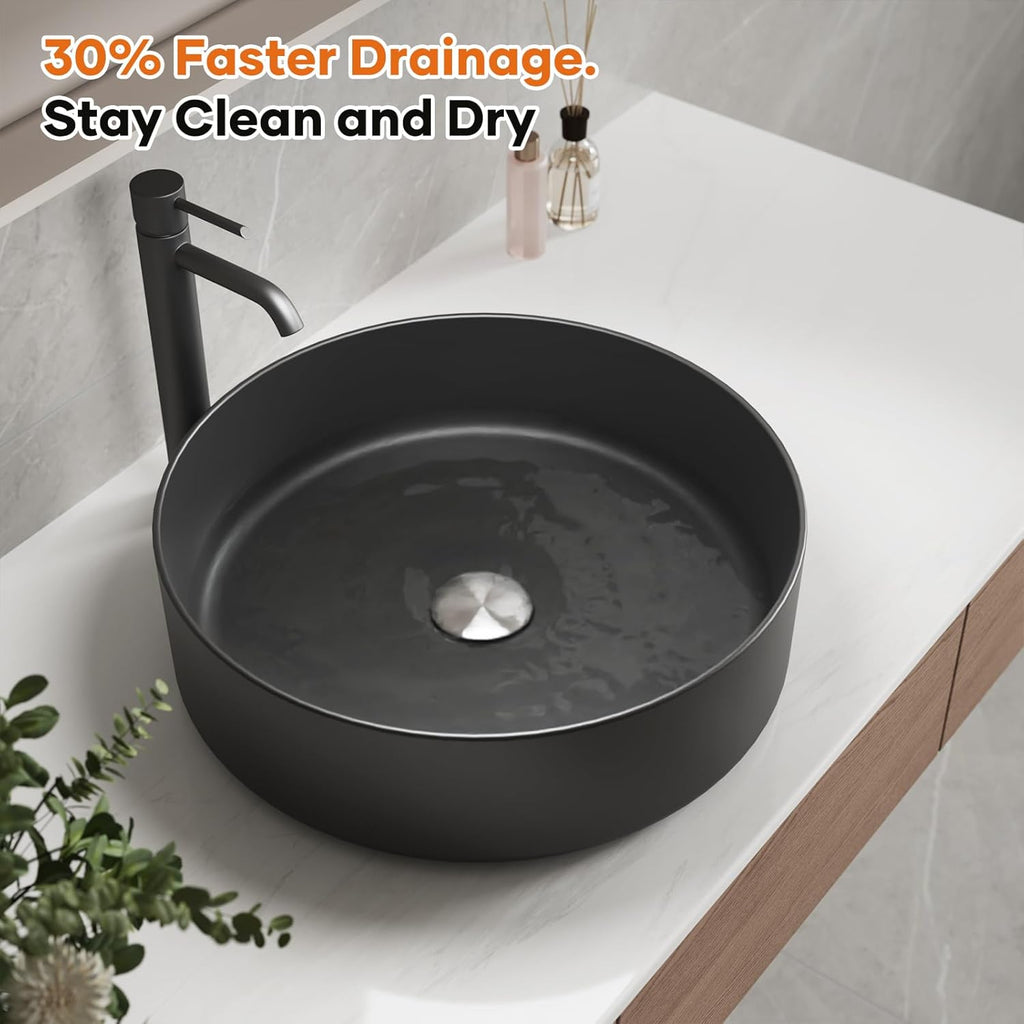 Vessel Sink 15.7" x 15.7" Round Bathroom Sinks Above Counter, Countertop Bathroom Vessel Sinks