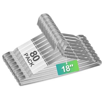 18" Stainless Steel Metal Hangers, 80 Pack Heavy Duty for Clothes