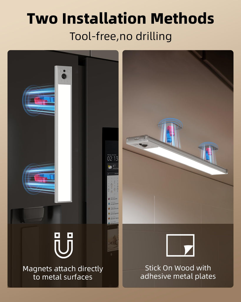 Under Cabinet Lighting, 4000mAh Rechargeable Motion Sensor Light, 16.5inch Magnetic Closet Lights