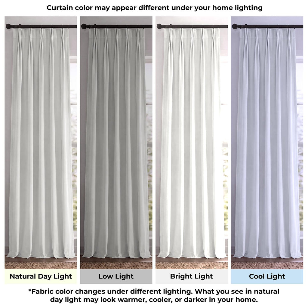 Plush Velvet Pleated Blackout Curtains (1 Panel), 25W X 120L, Primary White