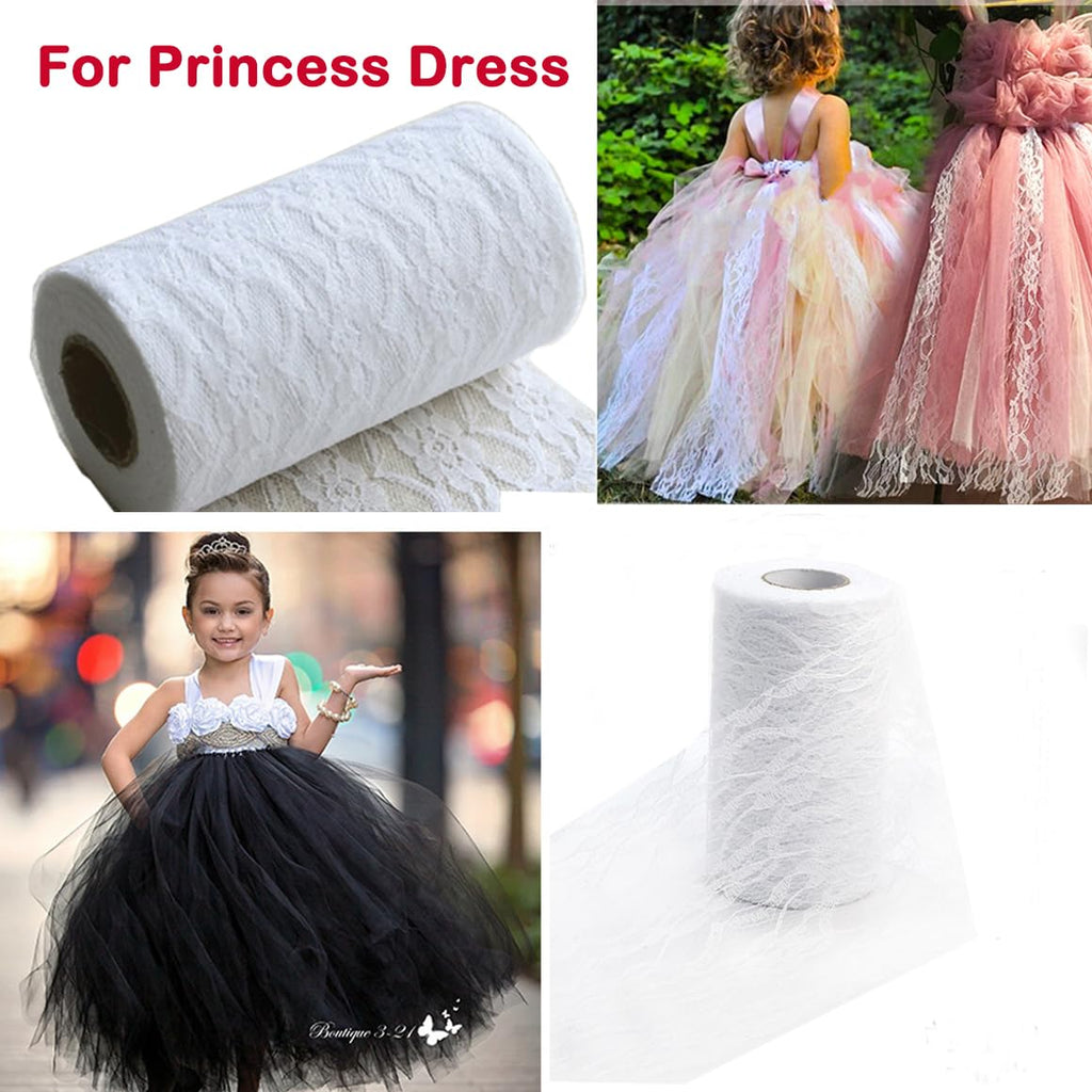 Stiff Tulle Mesh Lace Roll, Wedding Party Decor Lace Trim, White 25 Yards