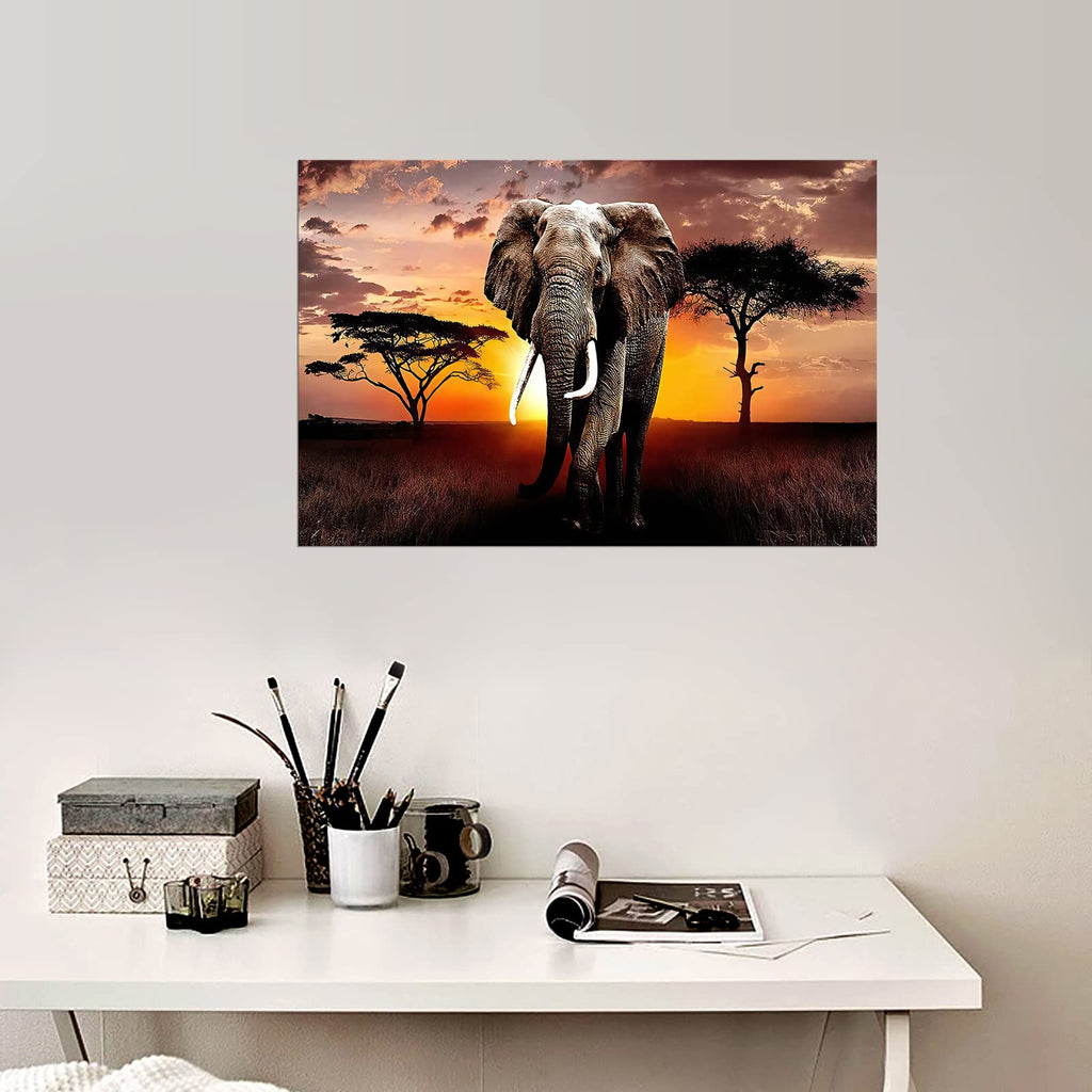 Canvas Wall Art Elephant Picture African Wild Animals Artwork Painting Print Bedroom Kitchen Home and Office