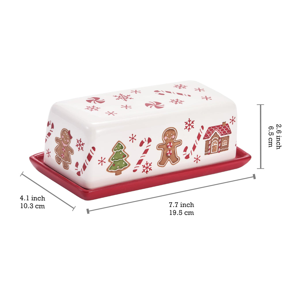 Traditional Gingerbread Man Ceramic Butter Dish with Lid