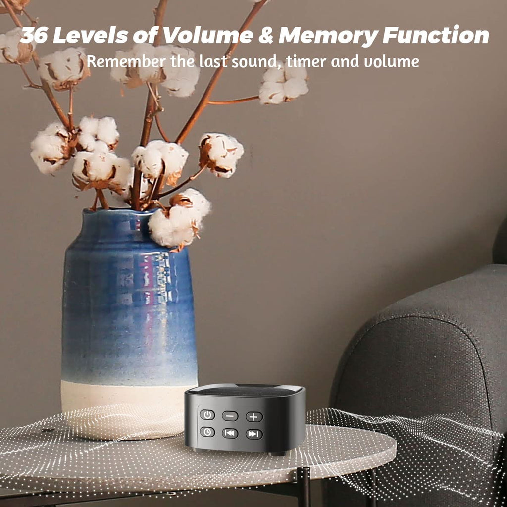 Sleep White Noise Sound Machines with 25 36 Volume Levels 5 Timers Visible Sound Catalog Portable Size Memory
