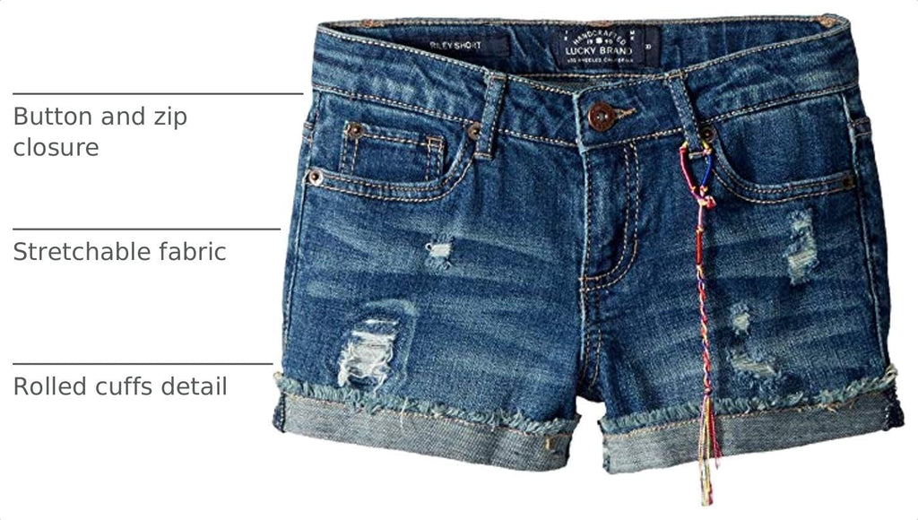 Girls' Cuffed Jean Shorts, Stretch Denim with 5 Pockets, Mid to High Rise Waist