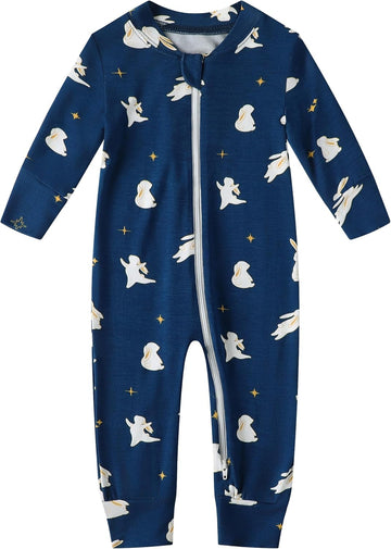 Rayon from Bamboo Baby Footless Pajamas, Boys and Girls Zip up Sleep and Play, Long-Sleeve Coveralls