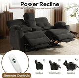 Home Theater Seating Loveseat Recliner Sofa, Power Reclining Couch with Massage & Heat, USB Charging Port