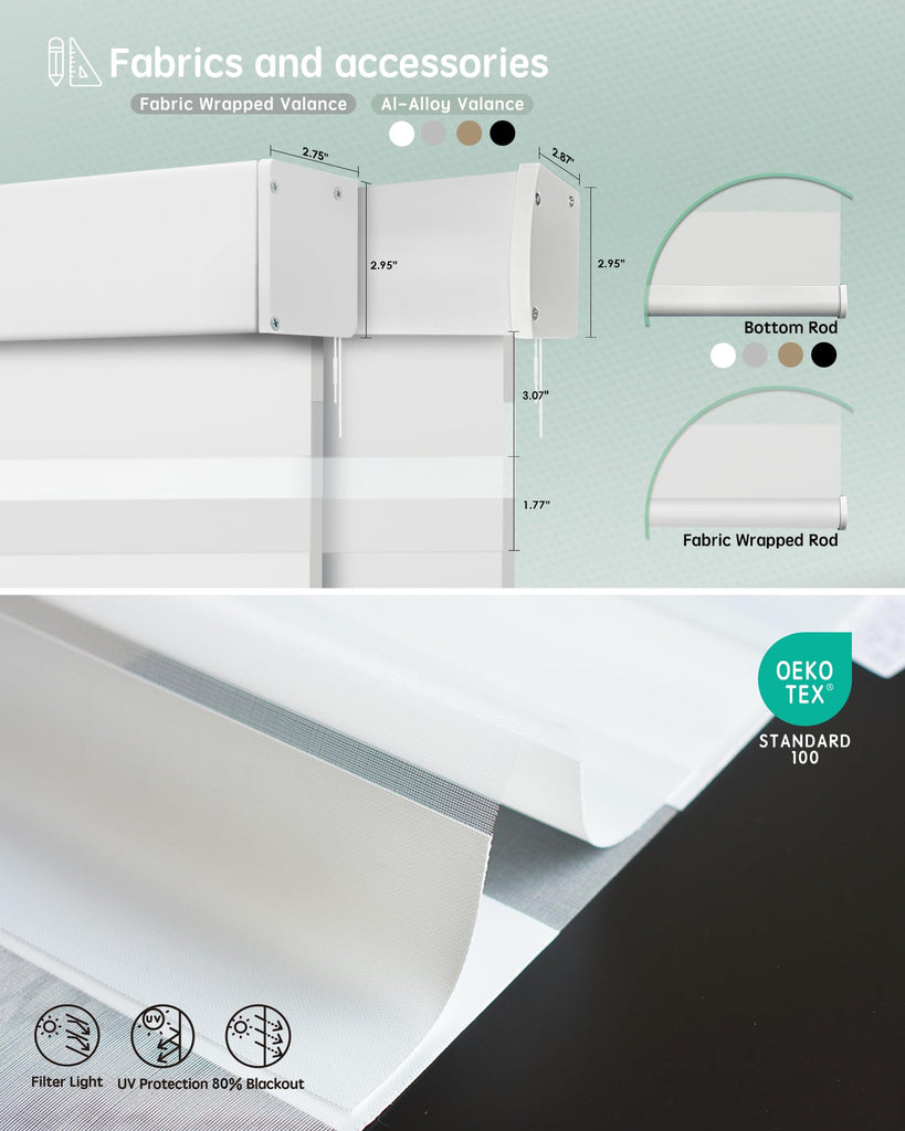Motorized Zebra Blinds with Remote, Room Darkening Smart Blinds