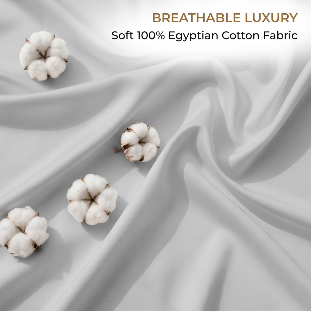 100% Egyptian Cotton Sheets Full XL Size - 600 Thread Count Sheets Set, Cooling, 15" Deep Pocket, Luxury Hotel