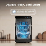 Nugget Ice Maker Countertop: 44lb/Day, Self-Cleaning, Black Stainless Steel, Portable, Soft Chewable Pebble Ice