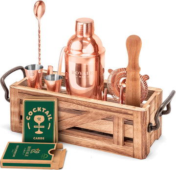 Mixology Bartender Kit with Stand - Bar Set with 25 Cocktail Kit Cards - Bar Kit Drink Mixer Set with Bar Tools - Set of 12