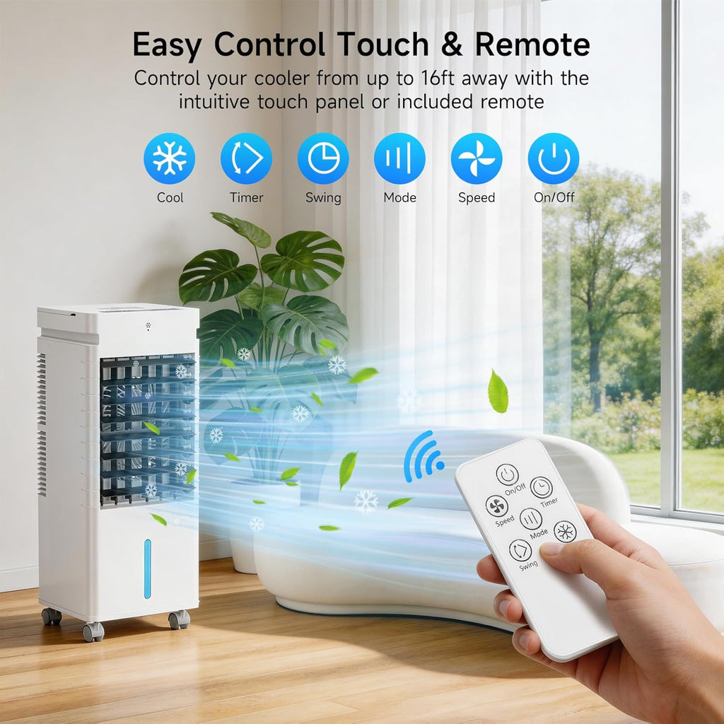 Portable Air Conditioners, 3-IN-1 Evaporative Air Cooler,Cooling Fans that Blow Cold Air with 60° Oscillation