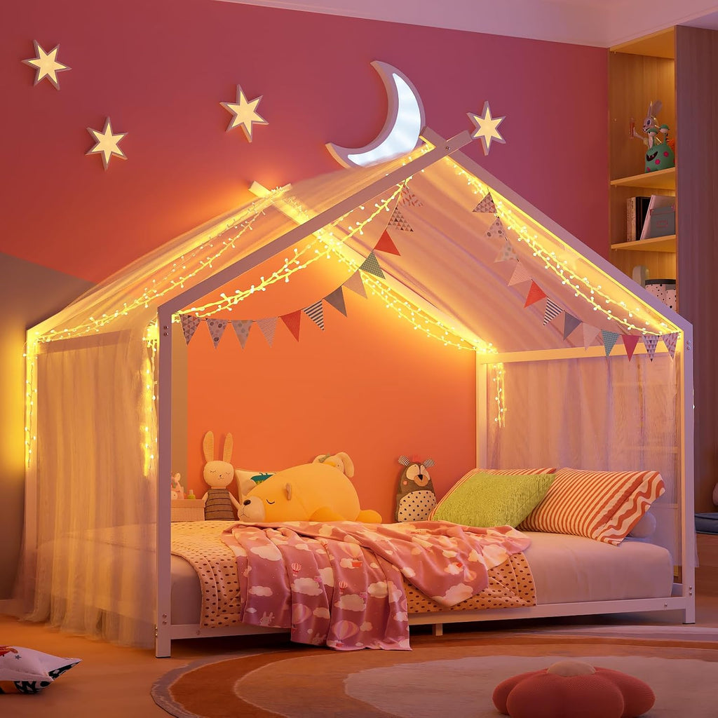 House Shape Montessori House Bed Metal Floor Bed for Kids