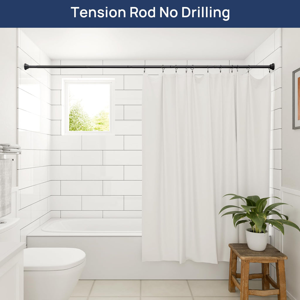 2 Pack Tension Curtain Rod, 32-78" Adjustable, Stable, Black