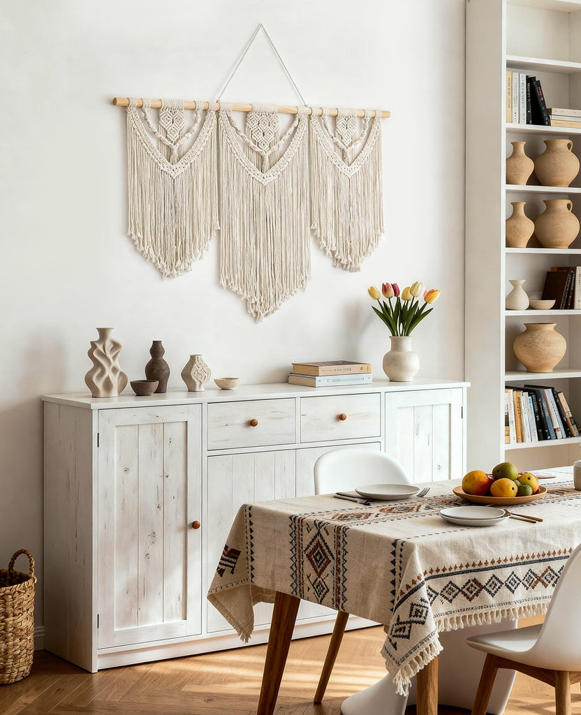Macrame Wall Hanging, 43"x32" Boho Wall Tapestry, Large Wall Art, Gallery, Office (Weave)