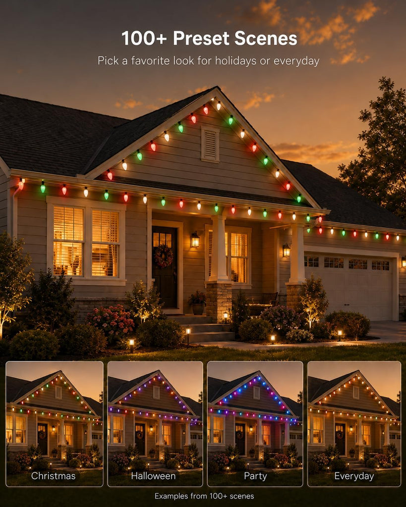 99FT 100LED Smart C9 Christmas Lights Outdoor Vintage Christmas Lights