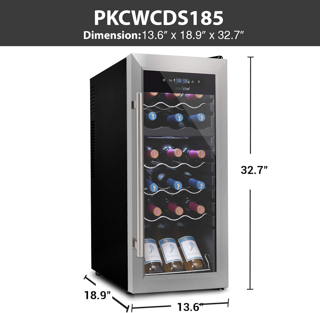 18 Bottle Wine Fridge | Dual Zone Wine Chiller | Adjustable Temperature 41°F to 
