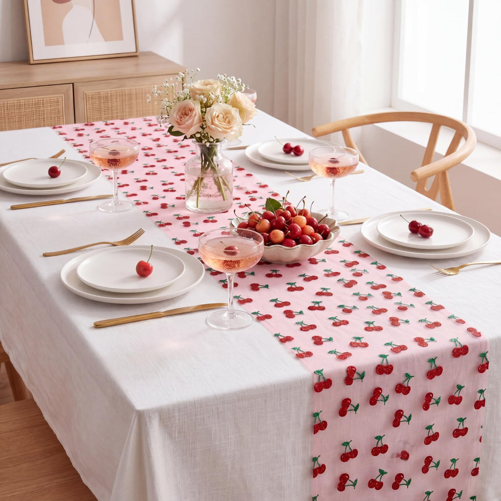 Shiny Cherry Tulle Table Runner 11 Inch x 16.4 Yards, 49.2 FT