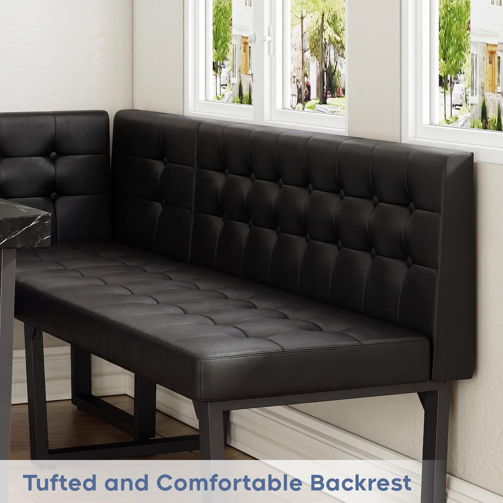 72" Corner Dining Table Set for Small Spaces, Modern Black