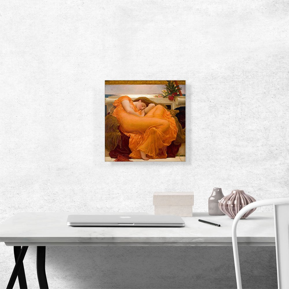 Flaming June 1895 Canvas Art Print Stretched Framed Painting Picture Poster Giclee Wall Decor by Frederic Leighton