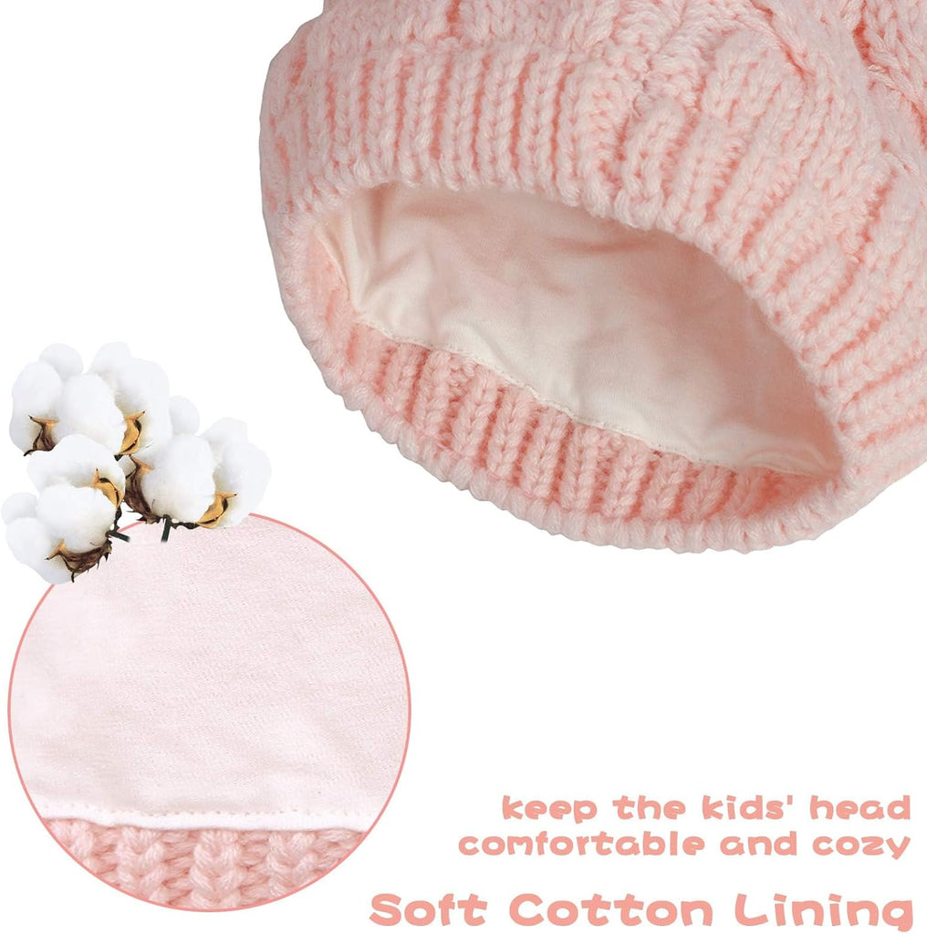 Unisex Baby Toddler Hat and Mitten Set Winter Knitted Thick Warm Beanie Cap Gloves for Infant Boys Girls