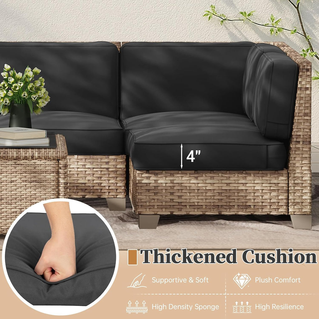 Replacement Cushions Furniture, 14-Piece Outdoor Cushions (Grey) | Deep Seat, Outdoor Replacement Cushions for 6-Seat