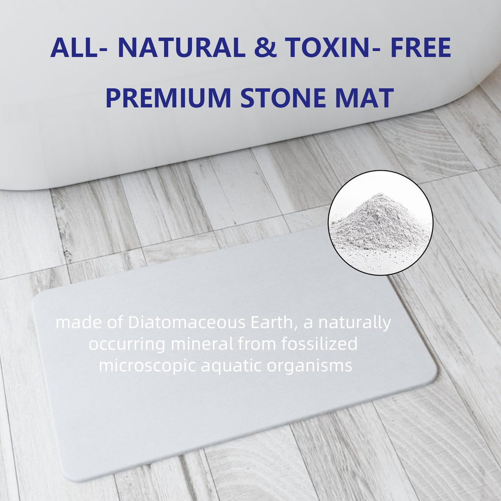 Fast Drying Stone Bath Mats, Non-Slip Diatomaceous Earth Bath Mat, Super Absorbent Bath Mat Stone (23.6''×15.4"