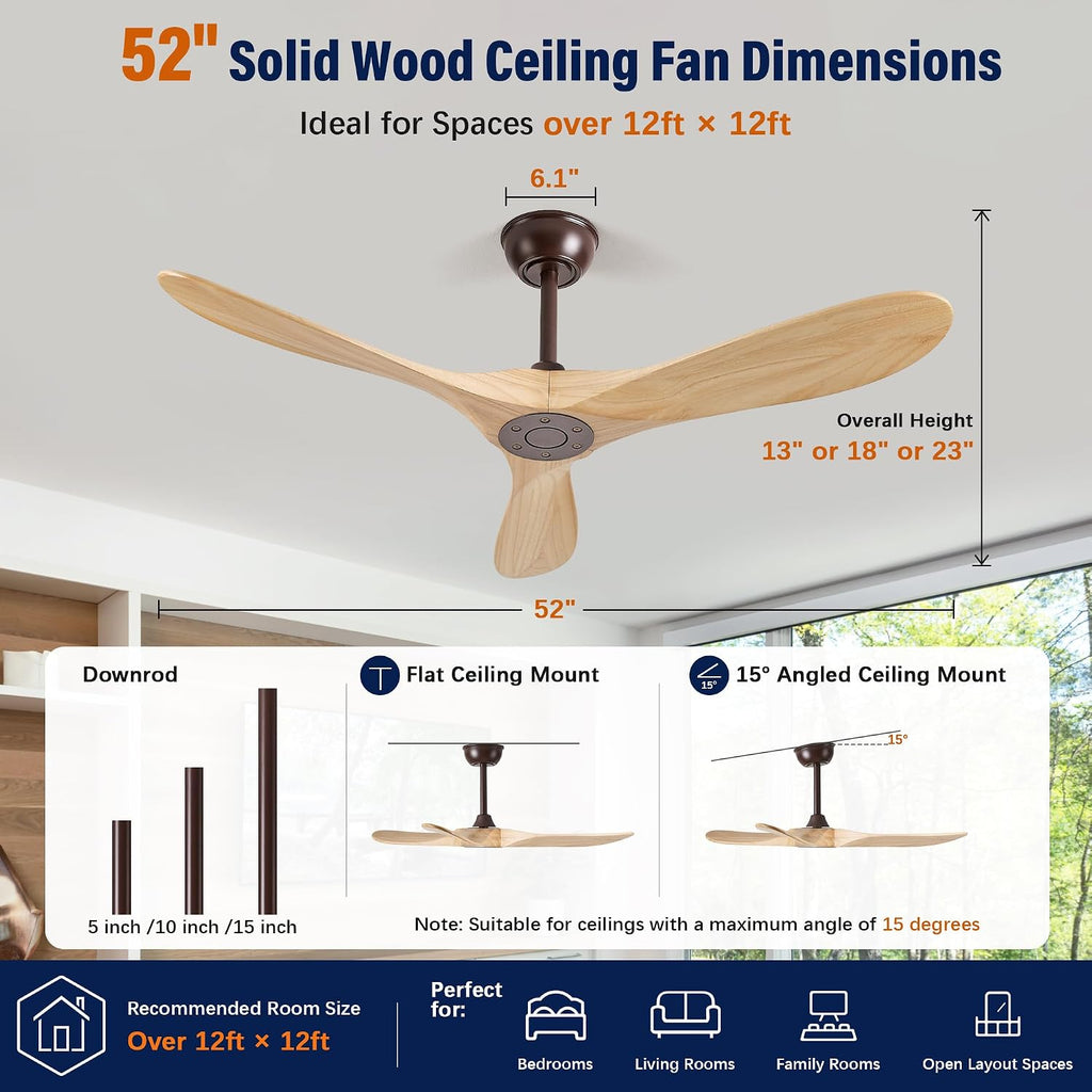 Inspired Maverick Style 52" wood ceiling fan, Oil Rubbed Bronze