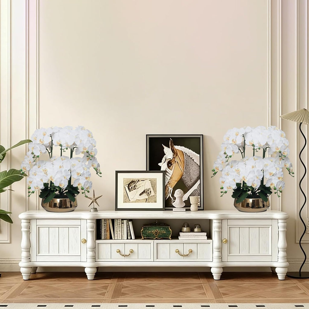Orchids Artificial Flowers in Large Ceramic Vase 24.8'' Faux Orchid Plant