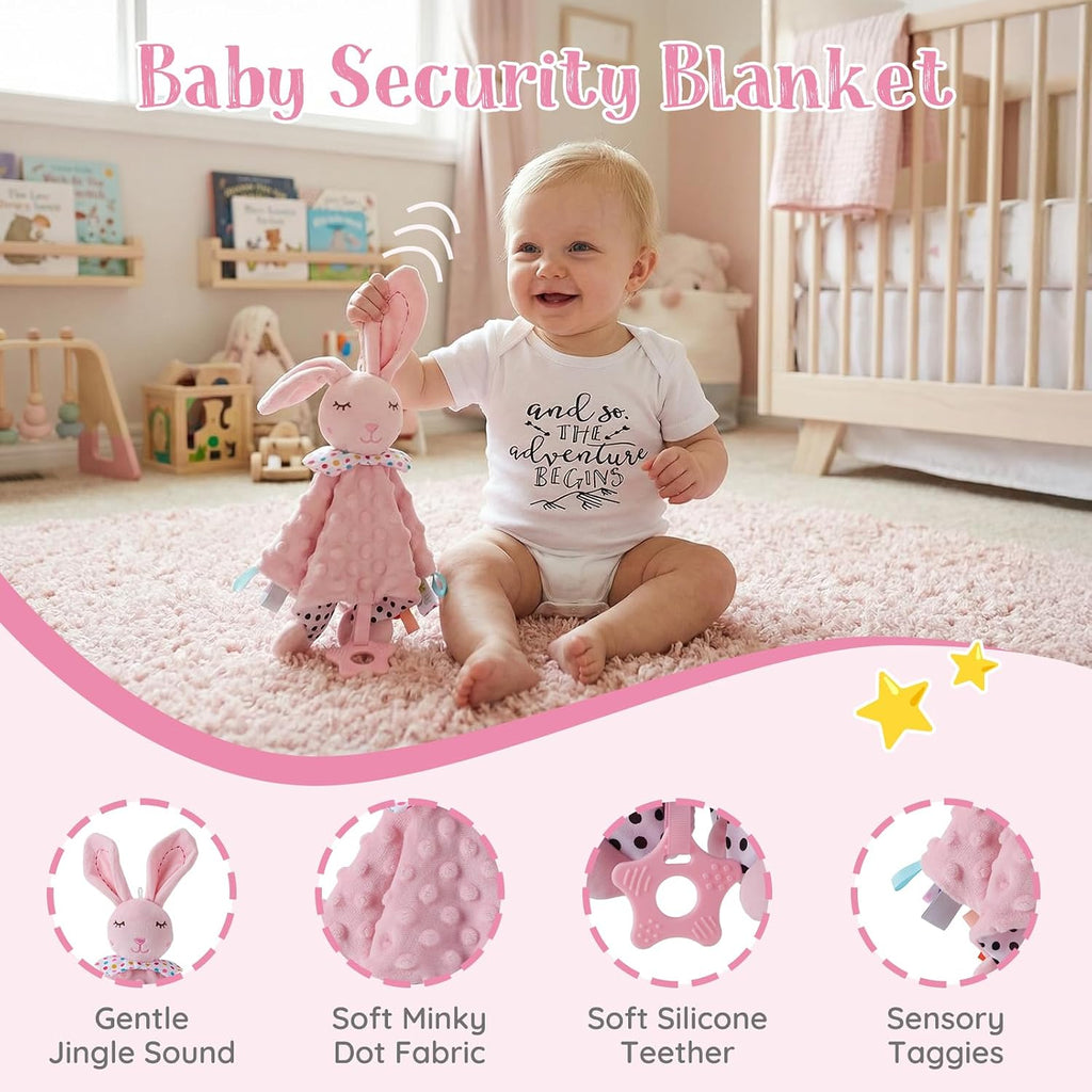 Baby Girl Gift Set - 12 Pcs Newborn Essentials with Bunny Lovey, 100% Cotton Onesie, Milestone Sign & Photo Frame