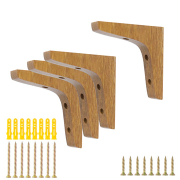 4PCS Wooden L Shape Shelf Brackets,3.74x3.74x0.79inches,Dark Brown