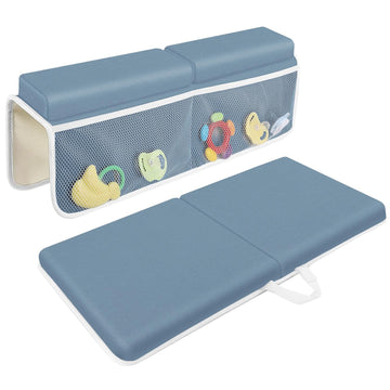 Bath Kneeler with Elbow Rest Pad Set, 1.5 inch Kneeling Pad Mat for Bathtub Baby Bathing Parents, Painless Foam Mat